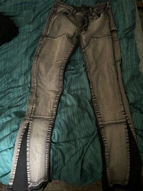 Wax Jeans Men's Grey Stacked Flare Streetwear Denim Jeans size 32x36